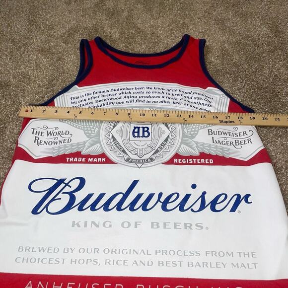 Budweiser Tee T-shirt tank top graphic printed red/white/blue men's beer SZ M - Picture 5 of 7